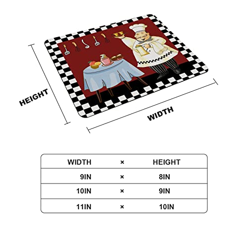 Mouse Pad Computer Mousepad With Chef Food Plaid Design Office Home Mouse Pad Gaming Mousepad With Non-Slip Rubber Base For Laptops Home & Office Computer 10X9Inch #TOP5