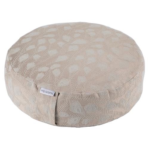 Halotribe Meditation Cushion, Comfortable Meditation Pillow with Peacock Feather Jacquard