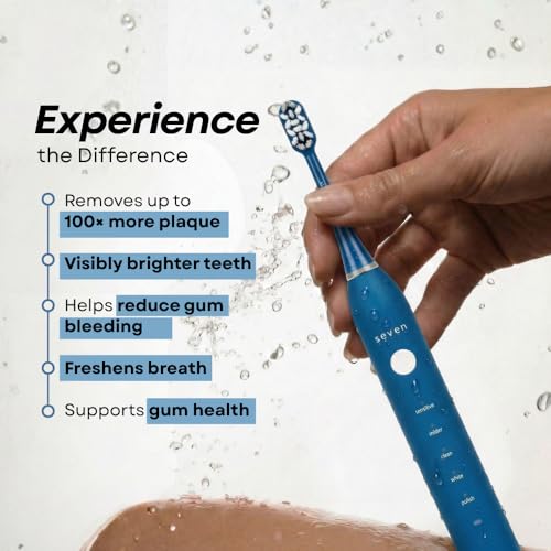 Image of Seven Oral Care SuperBrush Pro Electric Toothbrush for Adults | Rechargeable Toothbrush with Advanced Cleaning Technology | Soft Bristles | Gentle on Gums | Ergonomic Lightweight Design | Daily Oral Care (Midnight Blue)