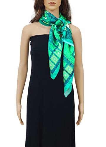 Image of Satin Silk Women's Large Square Floral Fashion Scarf | Soft satin silk neck scarf, head scarf, hair scarf, bandana, wrap, hijab, lightweight fashion accessory