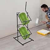 HOLMZCED Dual Pail Tipper Rack, 20L Steel Bucket Rack Double Pail Can Tipper Manual Paint Pourer