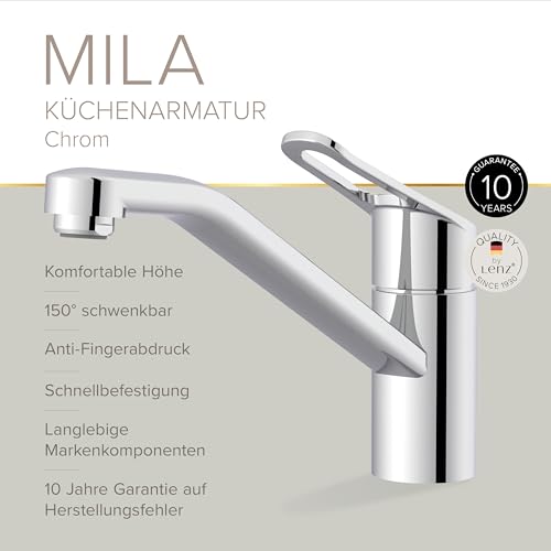 Robinet de cuisine chromé Lenz Mila 46060602 avec bec pivotant - 4