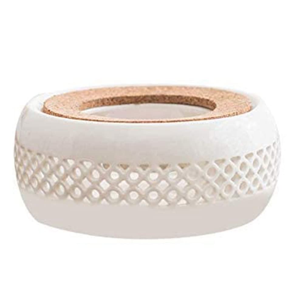 Huhebne Ceramic Teapot Warmer, Teapot Warmer with Cork Cushion, Perfect for Glass Teapots and Ceramic Teapot, White