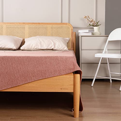 Putian Merino Wool Blend Blankets - Lightweight, Ultra-Soft, Warm Throw, 59"X 87", Great For Bed, Travel, Car, Camping, All Seasons Use, Red #TOP2