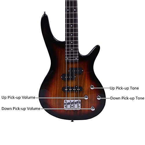 Ib Bass,Electric Bass Guitar Beginner Kit 4 String Exquisite Basswood Bass With Power Line And Wrench Tool For Starter (Sunset) #TOP1