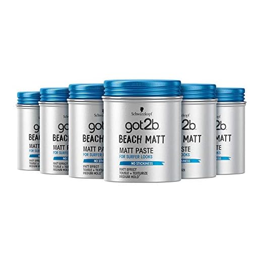 Schwarzkopf got2b Beach Matt Texturizing Matt Paste, Medium Hold, Silikonfrei, 100 ml - 6 Stück