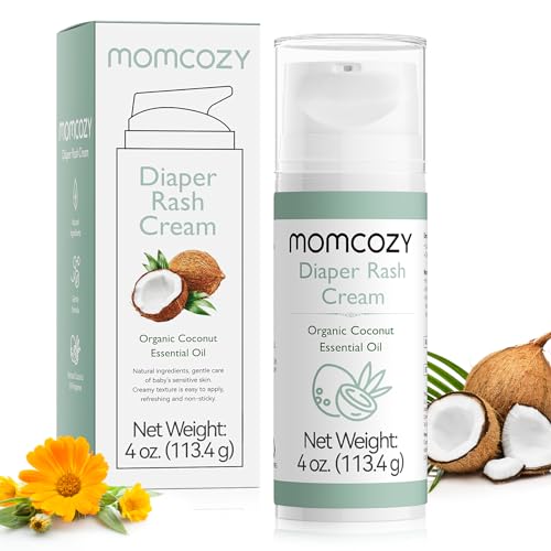Image of Momcozy Baby Diaper Rash Cream, Baby Diaper Cream Daily Use for Skin Care, Natural Ingredients Coconut Diaper Cream, Fragrances Free Hypoallergenic for Sensitive Skin, 4 oz