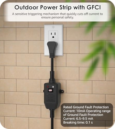 Cccei Outdoor GFCI Power Strip: 6' 4-Outlet Weatherproof w/ Stake - image 3