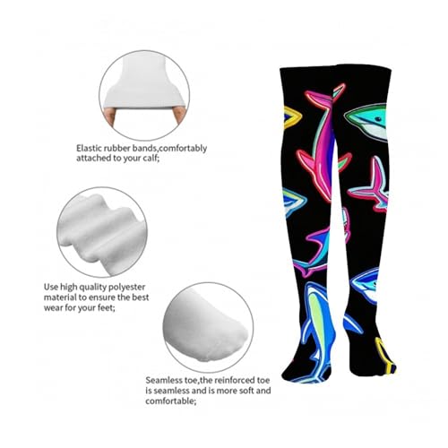 Supdreamc Girls Women Casual Ocean Sea Shark Fish Art Cushion Crew Socks for Gym, Soccer, Cycling, Moisture Wicking Compression Sock2