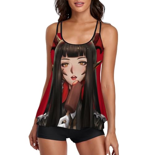 Maillot de bain tankini femme avec short de garçon et robe de plage Crème Glacée