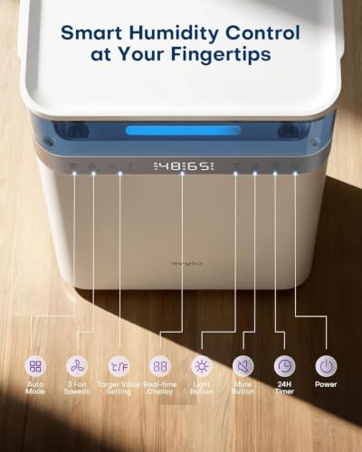Image of avylo 5000 Sq.Ft Energy Star Most Efficient 2025 Dehumidifier, Max 90 Pint /Day, Top Mounted 2.11Gal Tank, Auto Defrost, White Dehumidifier with Pump and Drain Hose for Basement, Home, Bedroom,Bathroom