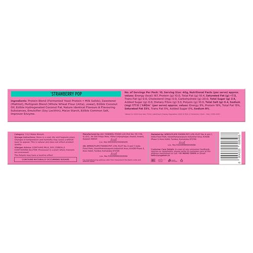 Image of Yogabar 10g Protein Wafer Bars | Strawberry Pop Flavour | Crunchy High-Protein Snack | 0% Maida | Goodness of Millets | Healthy On-the-Go Snack | 40g Each | Pack of 10
