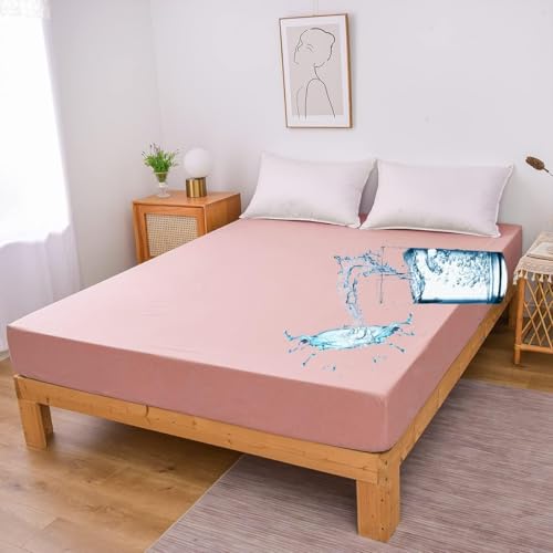 Image of Zippered Mattress Topper 72 inchx35 inchx8 inch Terry Cotton Waterproof Mattress Protector | Dust Mite Proof, Bed Bug Protection Mattress Cover for Single Bed Size with 8 inch Drop (72x35x8,Pink)