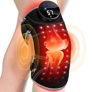 Red Light Therapy Knee Brace Vibration Knee Massage for Pain Relief, 660nm&850nm, Rechargeable Wireless Controller, Near Infrared Light Heated Device for Knee/Elbow/Shoulder Pain Relief