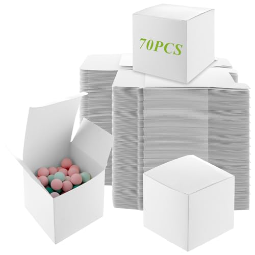 AKOLAFE 70 Stück Versandkarton Warensendung 10x10x10 cm Maxibriefkarton Klein Karton Box mit 3 Dicke Geschenkkarton Wellpappe Weiß für Bücher, DIY, Geschenk