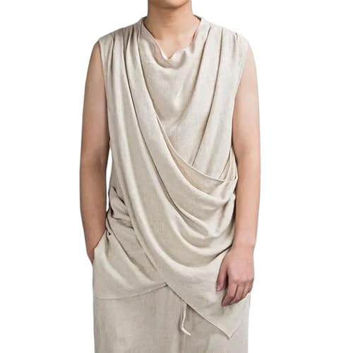 Débardeur homme style chinois Y2K en coton et lin ample sans manches rétro