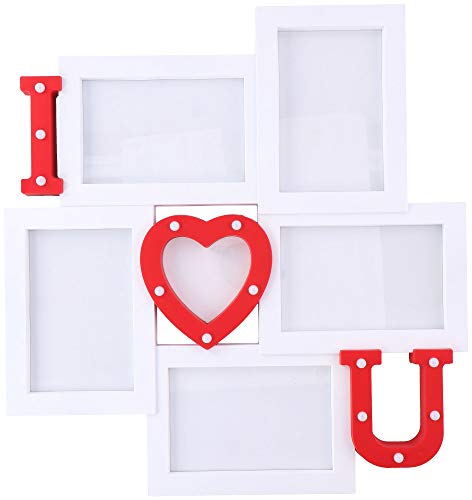 ArtiCasa I Love U - Marco de fotos (43 x 40 cm), color blanco y rojo Cover