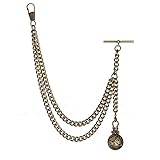 Handmade in the UK Bronze Colour Albert Pocket Watch Chain With Hollow Pendant (12')