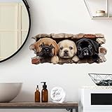FUFUQUARE Wandtattoo 3D Lustige Hunde Wandaufkleber Cartoon Abnehmbare Selbstklebend Wandsticker für Schlafzimmer Wohnzimmer Kinderzimmer Sofa Hintergrund Wanddeko
