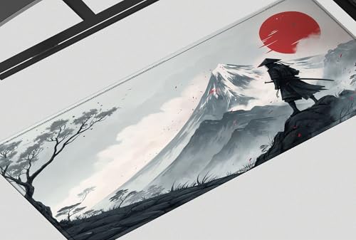 Image of Japanese Samurai Premium Desk Mat | Anti-Skid | Anti-Slip | 80 x 30 cm | Laptop Mat for Work from Home /Office /Gaming- Extended Mouse pad and Keyboard Desk mat