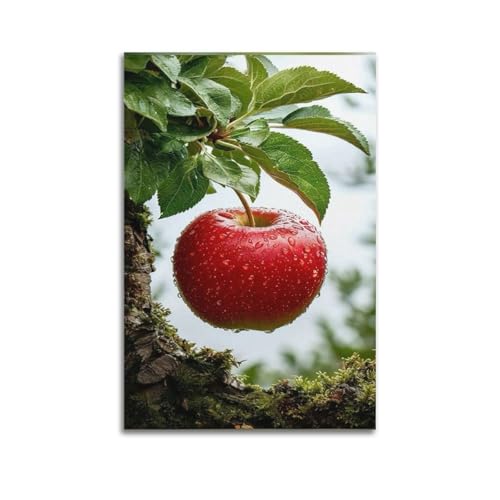 Décoration murale moderne pomme fruits branche tableau 60 x 90 cm