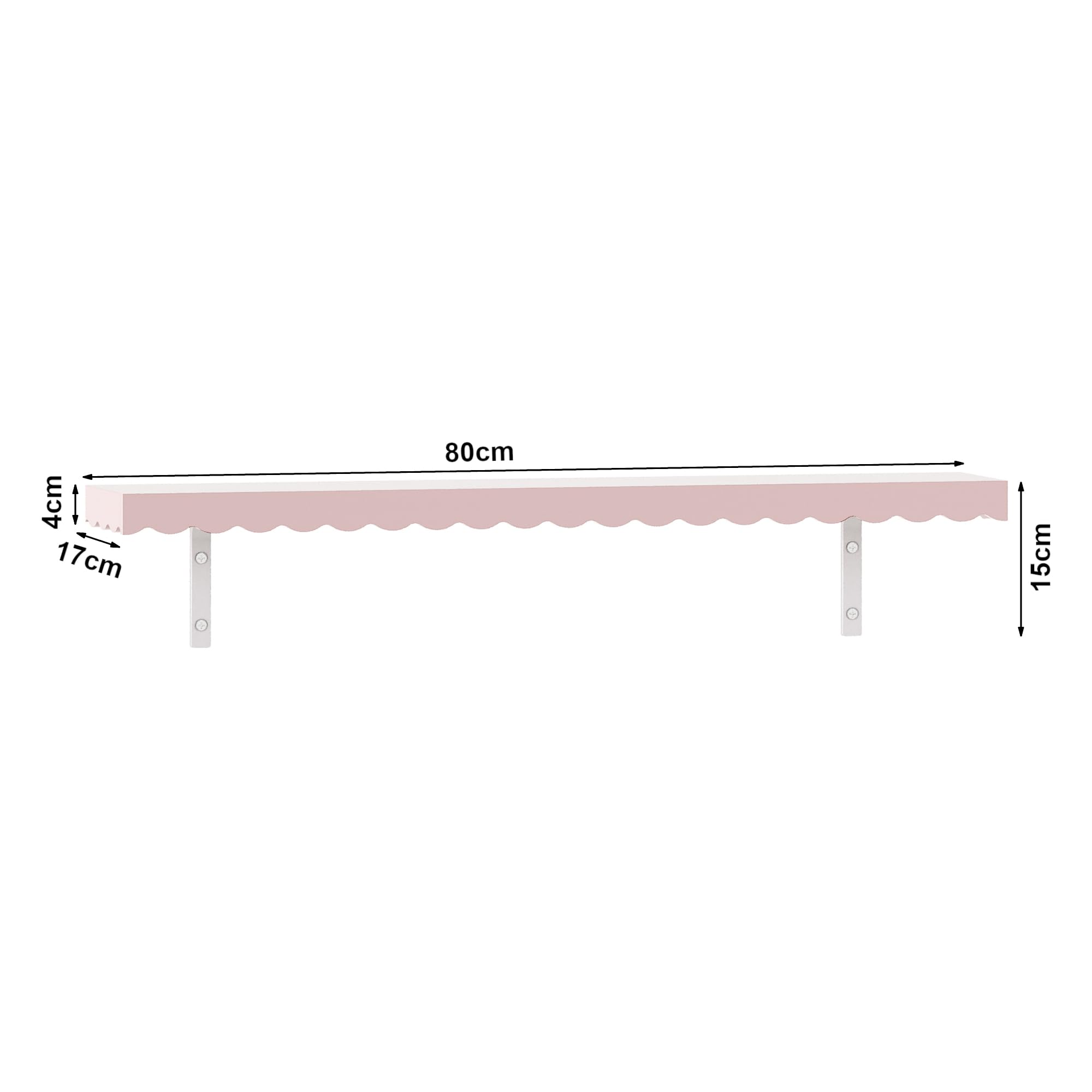 [en.casa] Set de 2 Estantes Flotantes Infantil Vestnes Baldas de Pared con Borde Elevado y Ondulado Librería Dormitorio para Niños Habitación Infantil 80 x 17 x 4 cm Rosa - Algodón de azúcar