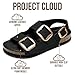 Project Cloud 100% Genuine Leather Beach Sandals for Women 2026 with Lightweight & Comfortable Slides for Women - Non Slip with Memory Foam Slingback Womens Sandals 2026 (Garda, Black Rosegold,9M)