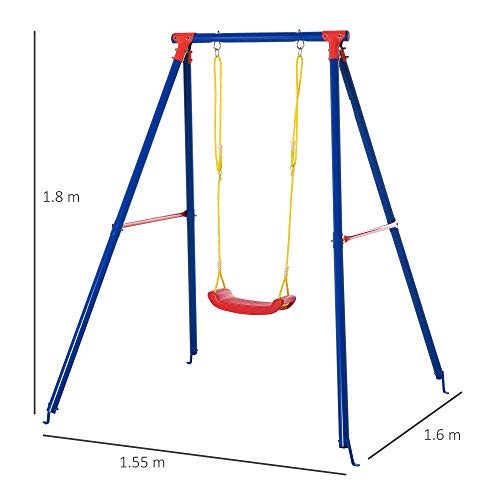 image for Outsunny Metal Children's Garden Swings with Seat Swing Set Adjustable