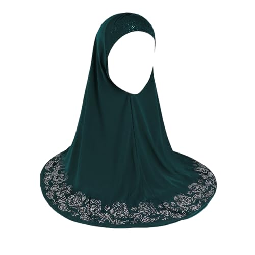 Women's Glitter Rhinestone Muslim Islamic Hijab Scarf One Piece Full Cover Long Turban Headscarf Wraps Scarf Shawl