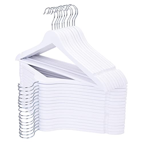 ELONG HOME Wooden Hangers 30 Pack with Notches and Chrome Hook