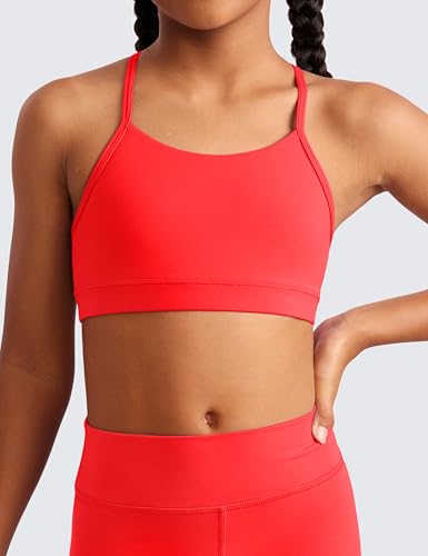 Image of CRZ YOGA Girls Butterluxe Y Back Sports Bra | Light Support, Removable Pads, Yoga, Athletic, Extremely Soft, Scoop Neck, Spaghetti Straps, for Teen