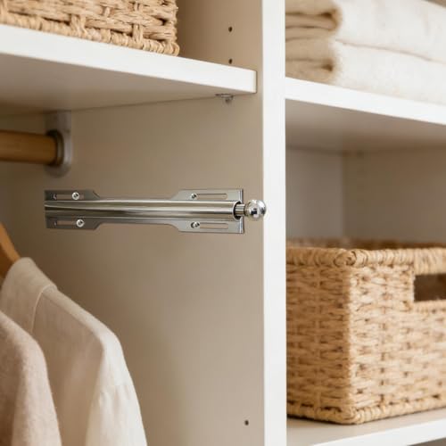 Barre de Penderie Extractible avec Crochets Rétractable et Renforcée - 4