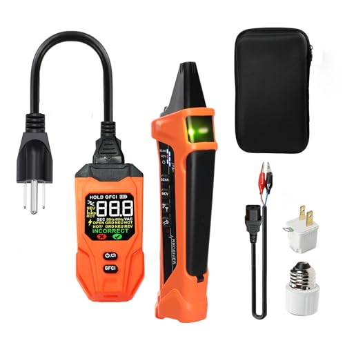 Circuit Breaker Finder with Large LCD Display, Rechargeable Circuit Tracer with GFCI Outlet Tester, Electrical Circuit Tracer with NCV Test & Flashlight, Set Includes Carrying Case and 3 Accessories