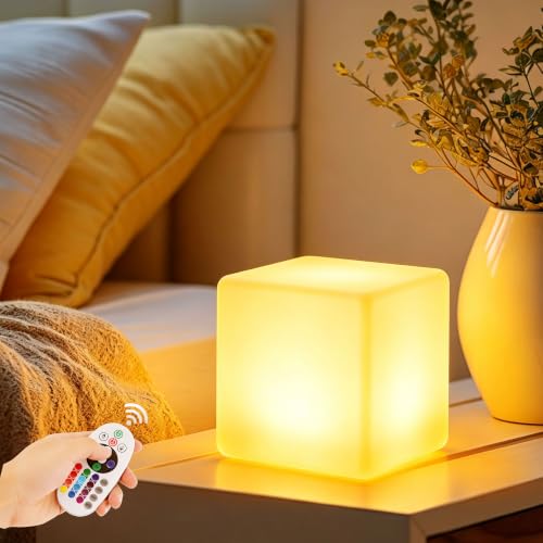 MIUWLXT 4-inch LED Rechargeable Cube Light IP44 Waterproof RGB Light