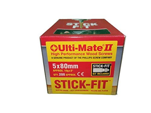 Ulti-Mate 2 - Tornillo de madera de alto rendimiento con ajuste de palo (incluye punta de ajuste de alta calidad), antioxidante, conducción con una mano, pozisquare, anticamuflado (varios tamaños)