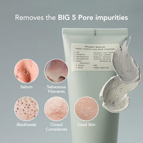 WHIPPED Cookie Clay Mask Cleanser - Detox Face Mask with Charcoal Scrub, Collagen for Acne-Prone & Sensitive Skin, Large Pores & Redness · Korean Mud Mask · Vegan Skincare 6.0 fl. oz - Image 3