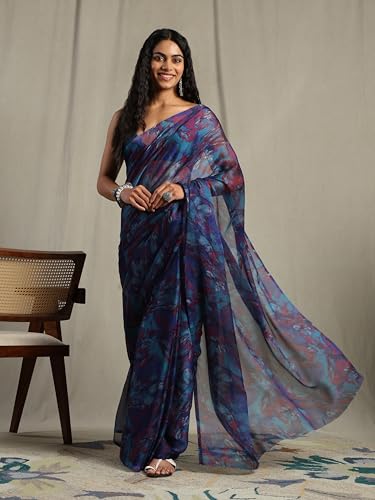 Image of Garden Vareli Nara Chiffon Abstract Printed Saree