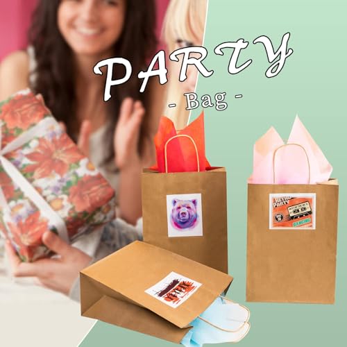 Image of RACETOP 100 Pack Brown Kraft Gift Paper Bags with Handles 8x4.5x10.8 in | Recycled Paper, Reinforced Handles, for Retail, Party, Shopping, Favors, Gift Bags, Gift Giving, Eco-Friendly