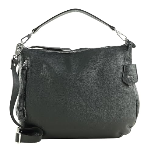 Sac bandoulière ABRO Juna en cuir Adria gris foncé compact et spacieux