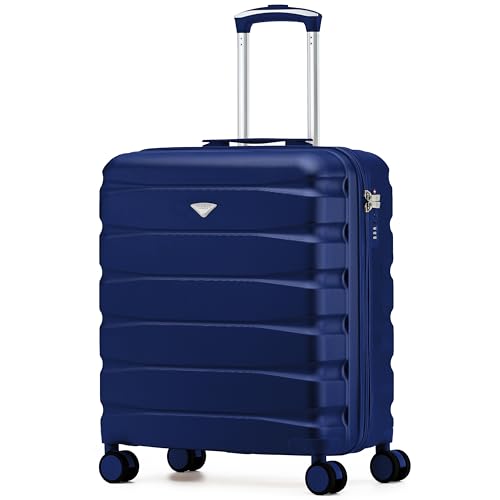 Flight Knight Lightweight Travel Suitcase 56x45x25cm | Hard Shell Carry On Luggage with Aluminum Telescopic Handle, 8 Wheel & TSA Lock | Approved for British Airways, Jet2 & EasyJet Overhead Bag