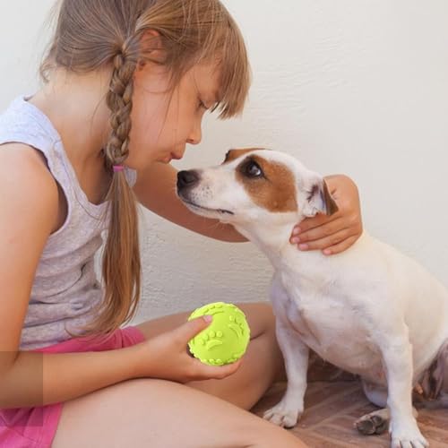 Image of Tails Latex Rubber Squeaky Dog Chew Ball Toy (Claw Ball, 6CM) Durable + Safe Fetch Teething Dog Toy for Puppies and Small to Medium Dogs, Paw Design Helps to Clean Teeth