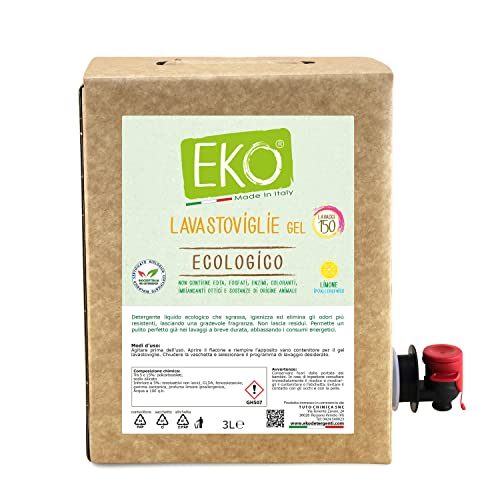 Eko Detersivo Lavastoviglie Bag in Box 3L, 150 Lavaggi - Ecologico