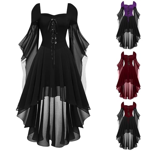 Generisch Hexenkostüm Damen Halloween Kostüm Damen Gothic Kleid Barock Gebundene Taille Vampir Kostüm Korsett Steampunk Mittelalter Kleid...