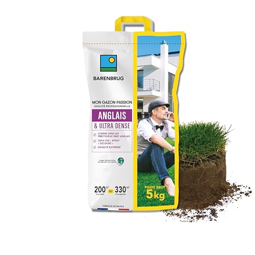 BARENBRUG - Gazon Anglais et Ultra dense - Aspect Prestigieux Parcs Anglais - Tapis Dense Effet velours - Densité Extrême - Faible Production de Déchets de...