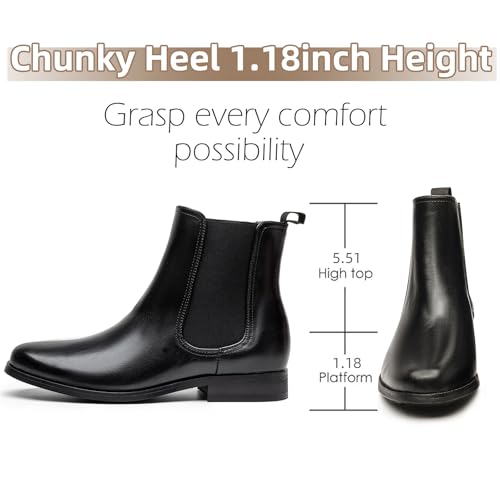 MEMON Women's Chelsea Boots Slip-on Fashion Low Heeled Booties for Women Casual Comfortable Black Ankle Booties Shoes3