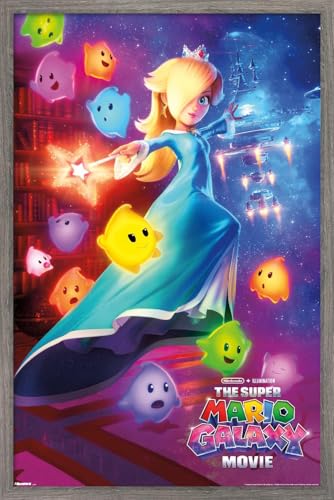 Trends International Nintendo The Super Mario Galaxy Movie (2026) - Rosalina One Sheet Wall Poster, 22.4L x 14.7W, Barnwood Framed Version