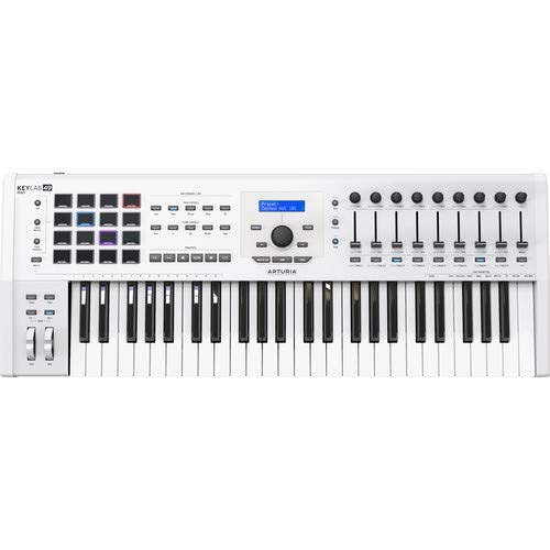 Arturia KeyLab MKII 49 Professional MIDI Controller and Software (White) with 6ft MIDI Cable, Sustain Pedal & Keyboard Dust Cover (Small) Bundle - Image 2