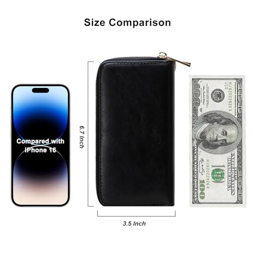 Image of Cellphone Wallet for Women Dual Zipper Long Purse with Removable Wristlet
