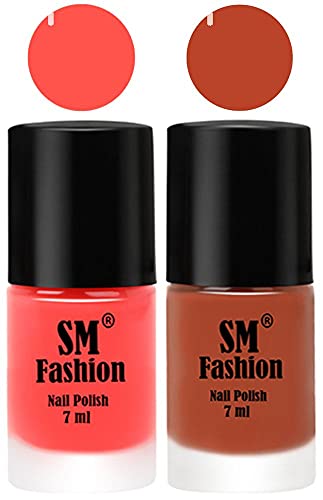 Image of Long Lasting Nail Polish | Nail Paint Combo 7 ml Each) - Set of 2 Baby Pink-Light Coral