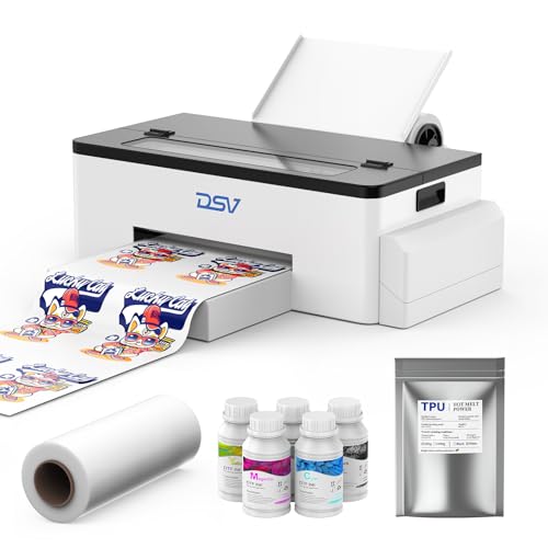 Image of DSV DTF Printer A3 Roll L1800 Transfer Printing Machine,High-Speed Print for Fabrics,13 inch Wide DTF Bundles,White Ink Circulation & Auto-Cleaning, 2-Year Free Ink (White, Printer)
